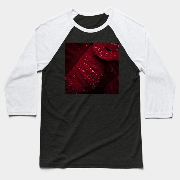 Red Leaf with Water Bubbles Baseball T-Shirt by Merch House